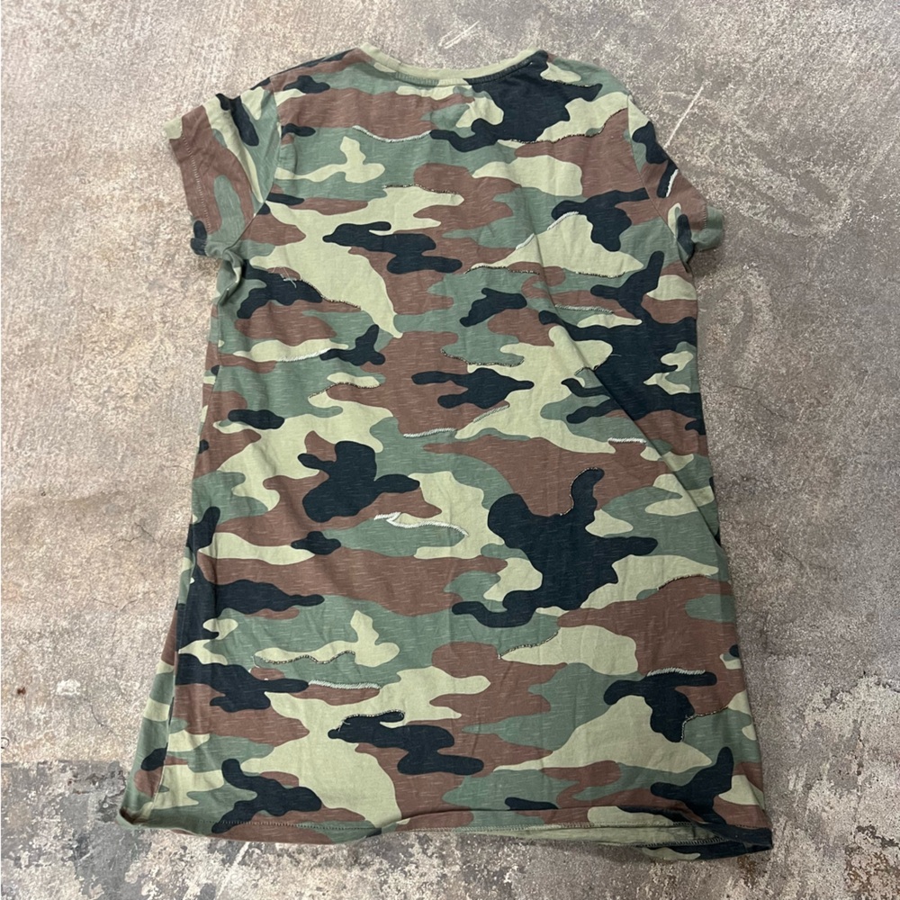 Polo Ralph Lauren Shirt Dress Knit Burnout Camouflage Beaded Woodland Camo XL - Picture 4 of 10